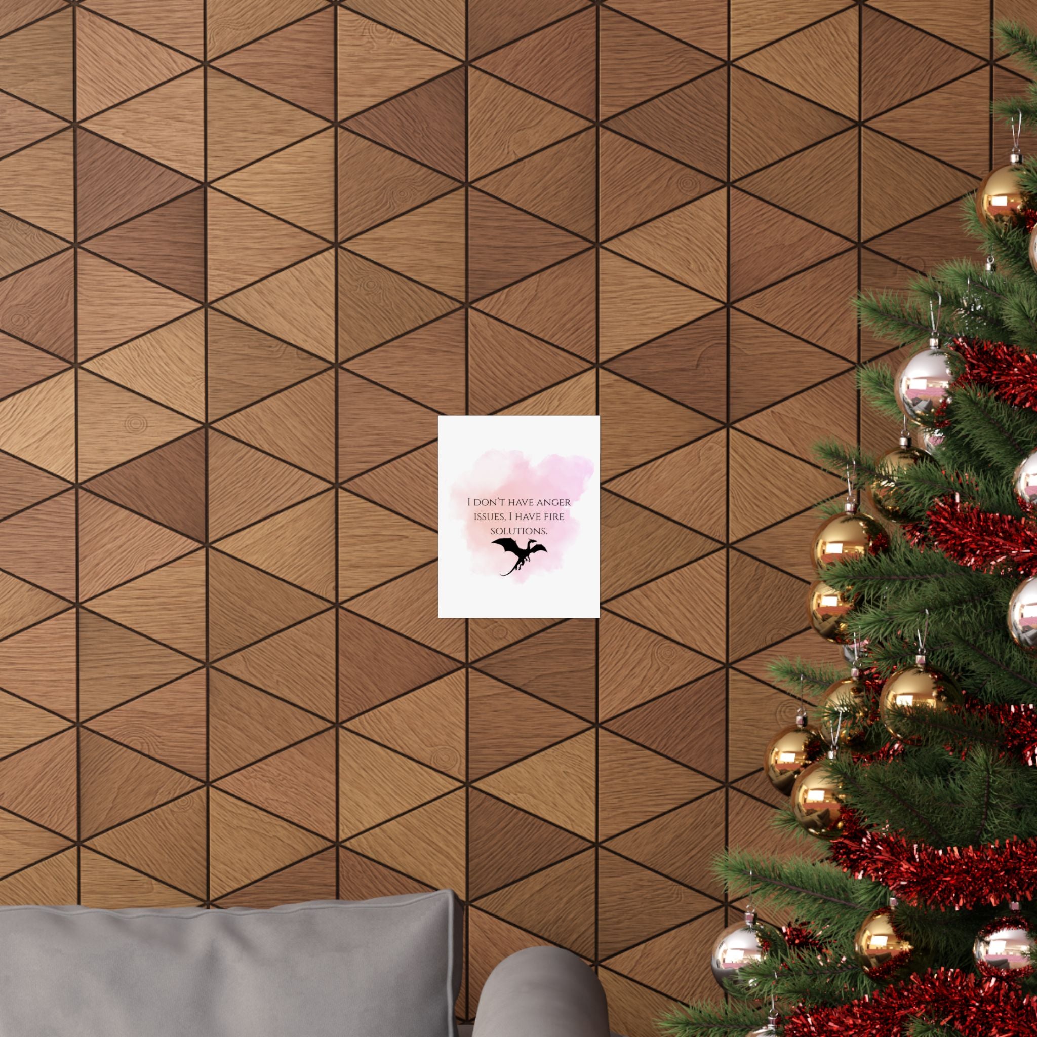 Dragon Quote Poster — "I Don't Have Anger Issues, I Have Fire Solutions" Matte Vertical Art