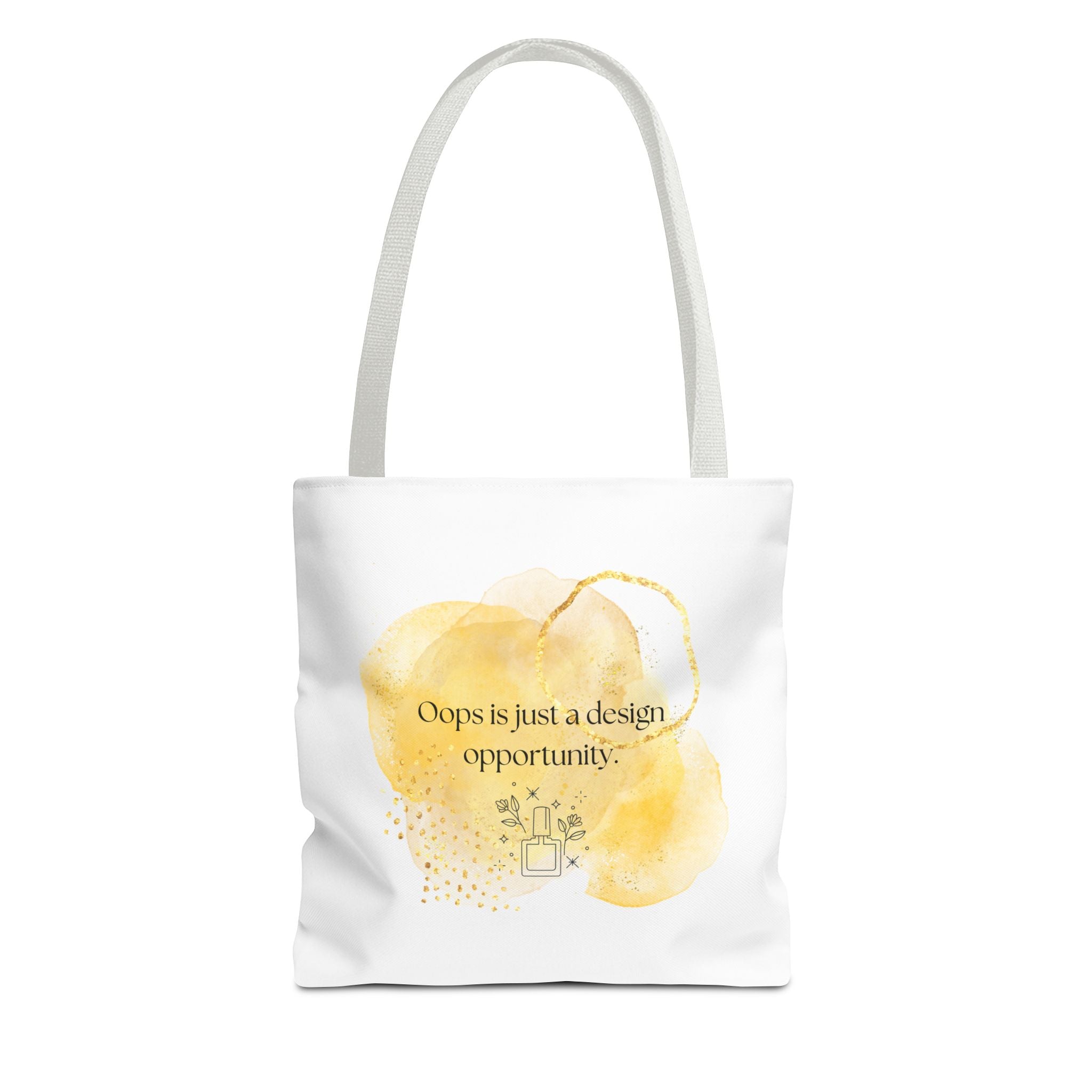 Inspirational Watercolor Tote Bag — "Oops is just a design opportunity"