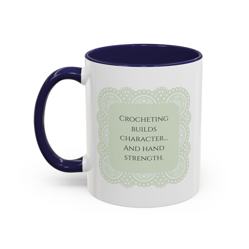 Funny Crochet Quote Accent Coffee Mug — Pastel Yarn Lover Gift (11/15oz)