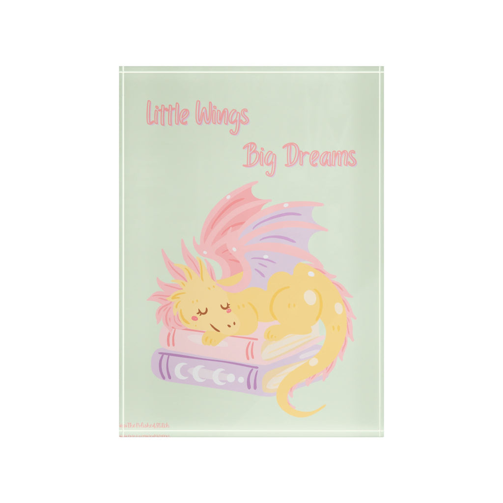 Photo Block - "Little Wings Big Dreams" Sleeping Dragon Kids Room Decor