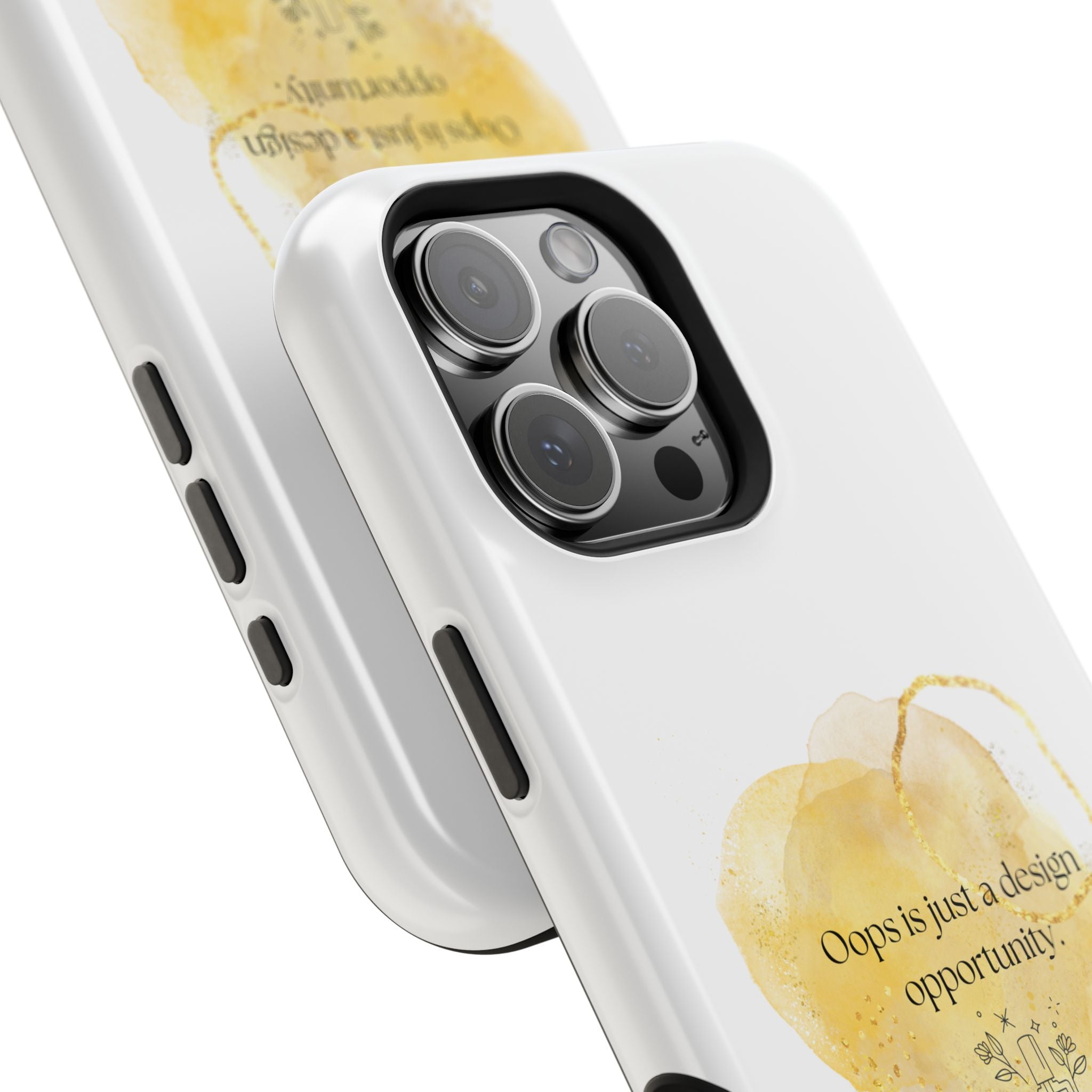 Magnetic Impact-Resistant Phone Case — “Oops is just a design opportunity.” Watercolor Accent
