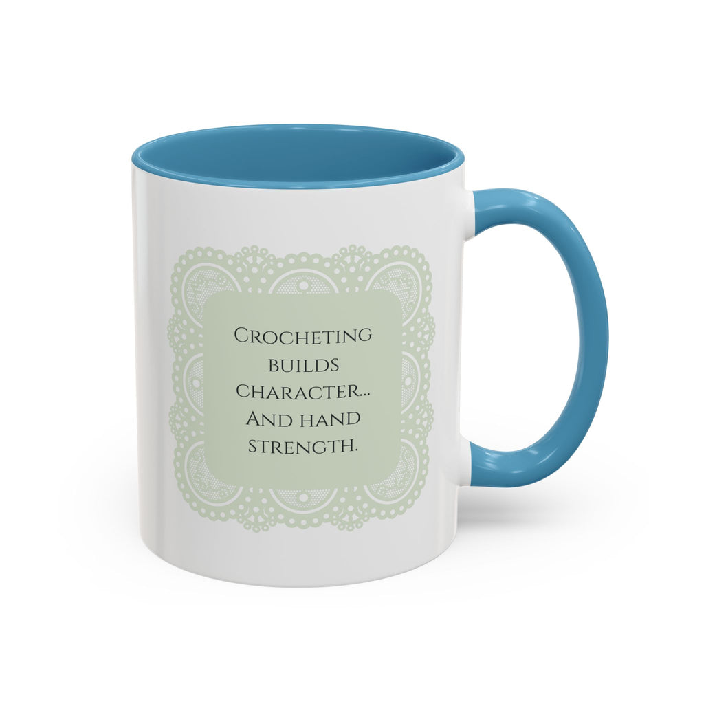 Funny Crochet Quote Accent Coffee Mug — Pastel Yarn Lover Gift (11/15oz)