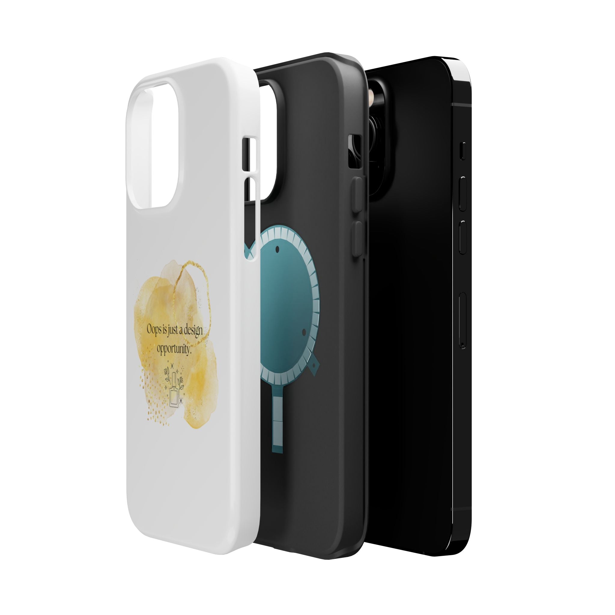Magnetic Impact-Resistant Phone Case — “Oops is just a design opportunity.” Watercolor Accent