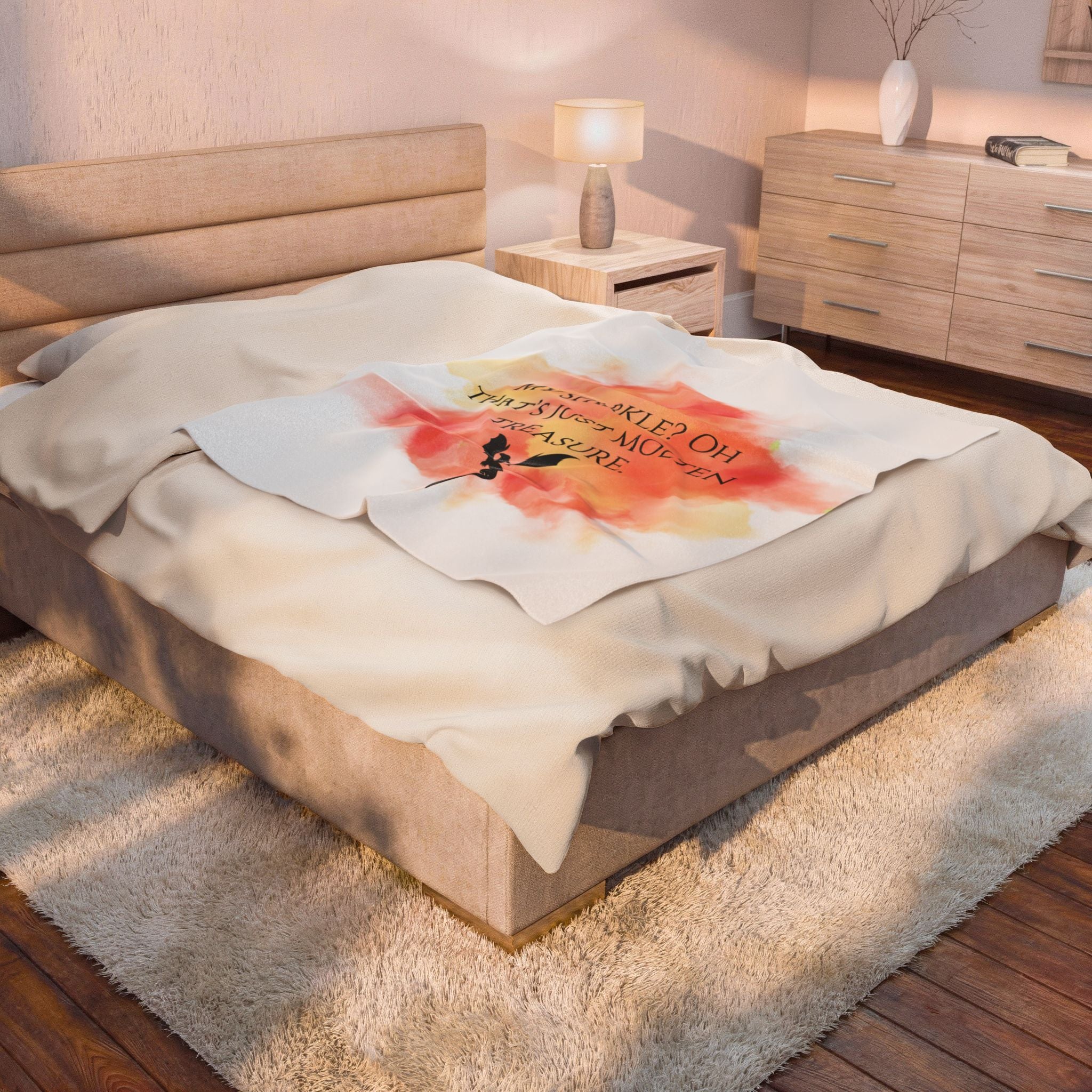 Velveteen Plush Blanket — "My Sparkle? Oh That's Just Molten Treasure" Dragon Watercolor Throw