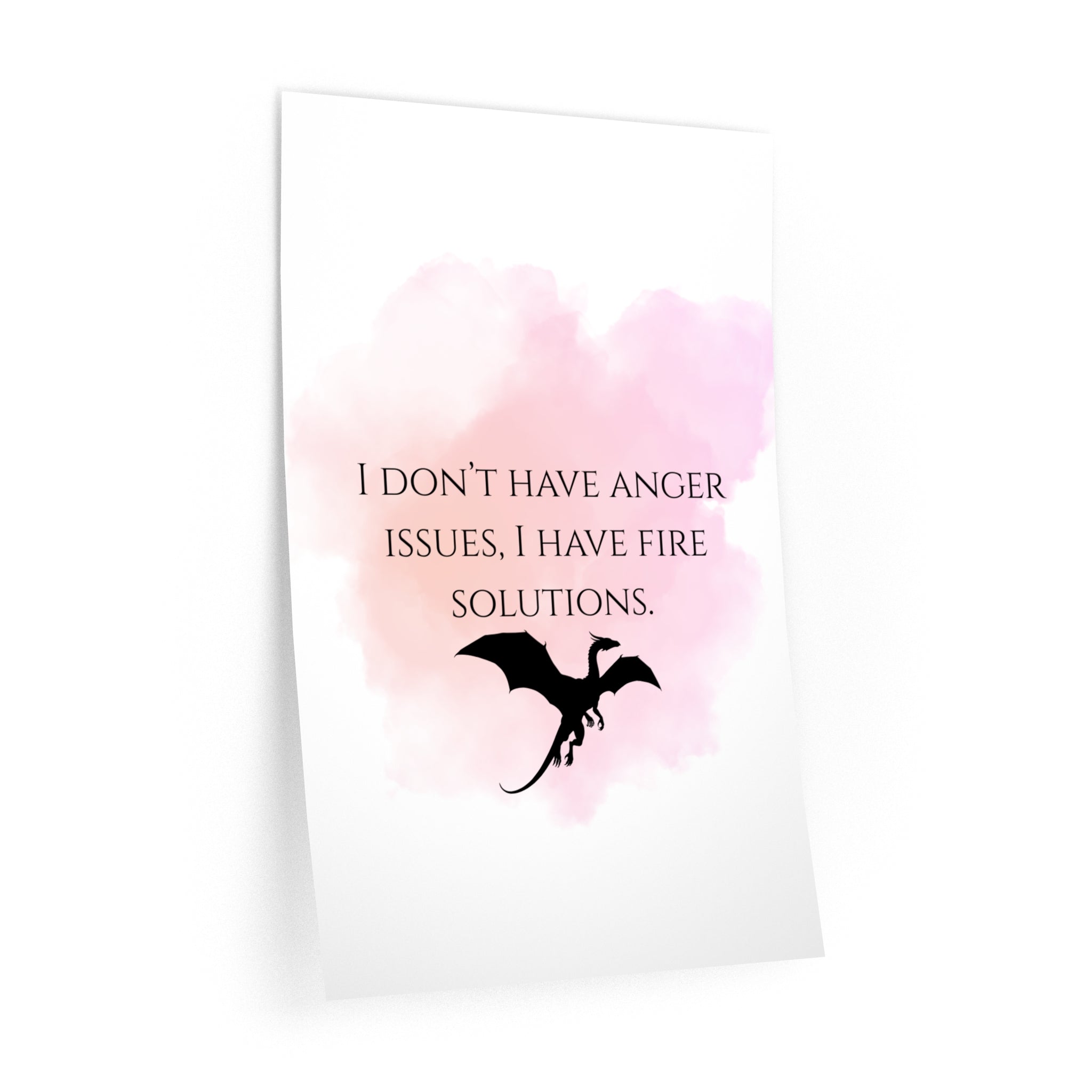 Dragon Quote Wall Decal — "I Don't Have Anger Issues, I Have Fire Solutions"