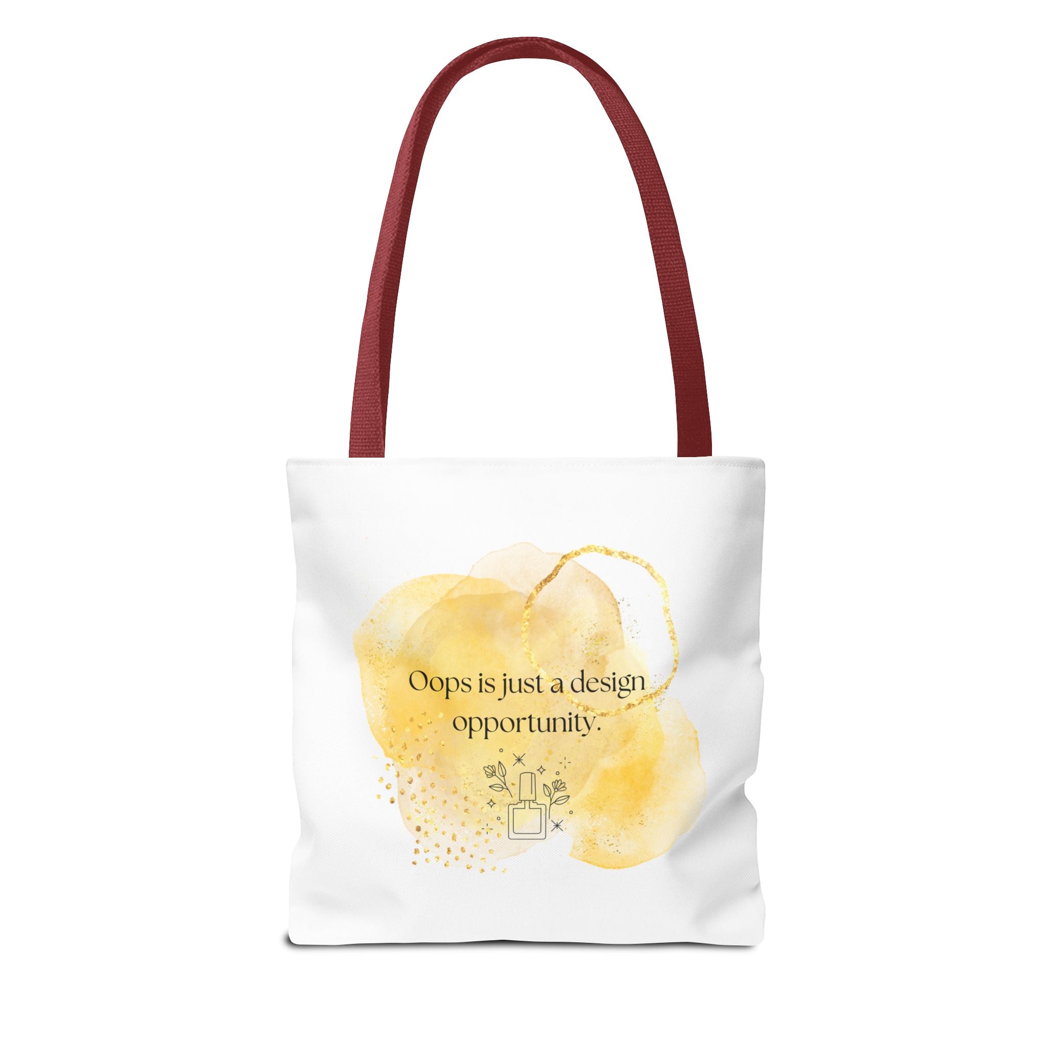 Inspirational Watercolor Tote Bag — "Oops is just a design opportunity"