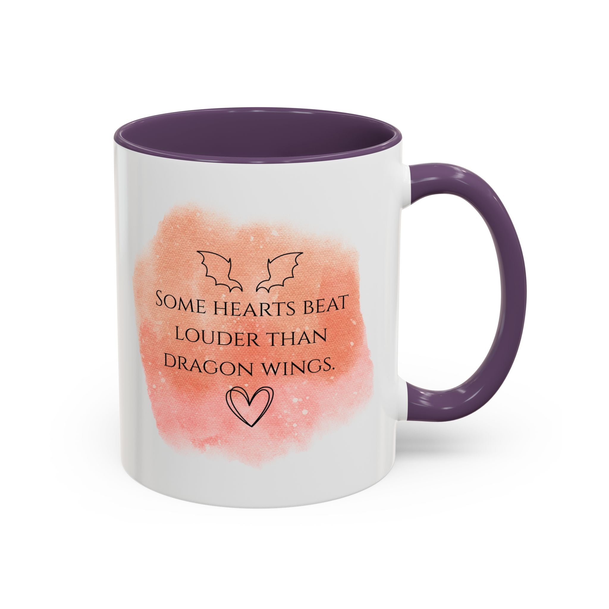 Dragon Hearts Accent Coffee Mug — “Some Hearts Beat Louder Than Dragon Wings”