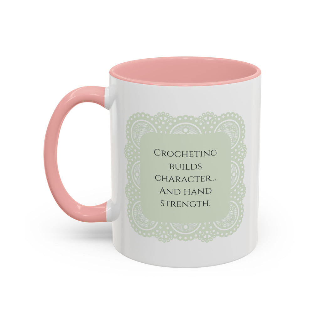 Funny Crochet Quote Accent Coffee Mug — Pastel Yarn Lover Gift (11/15oz)