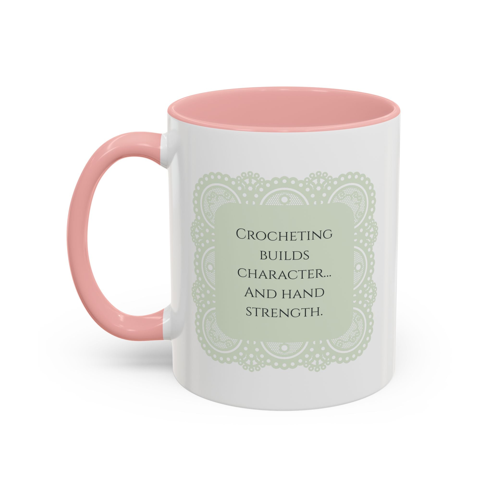 Funny Crochet Quote Accent Coffee Mug — Pastel Yarn Lover Gift (11/15oz)