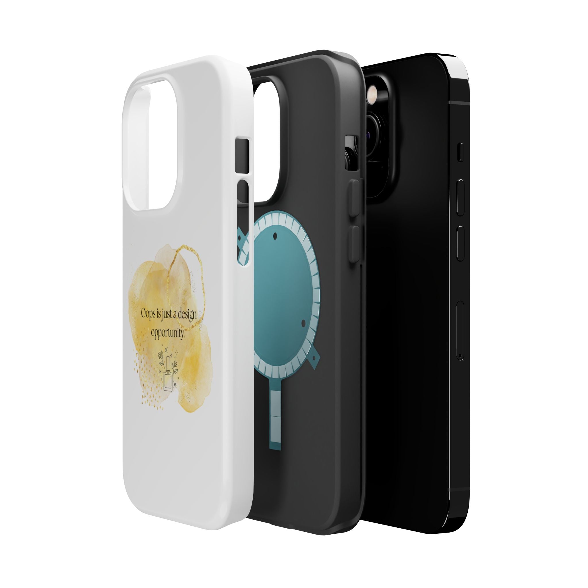 Magnetic Impact-Resistant Phone Case — “Oops is just a design opportunity.” Watercolor Accent