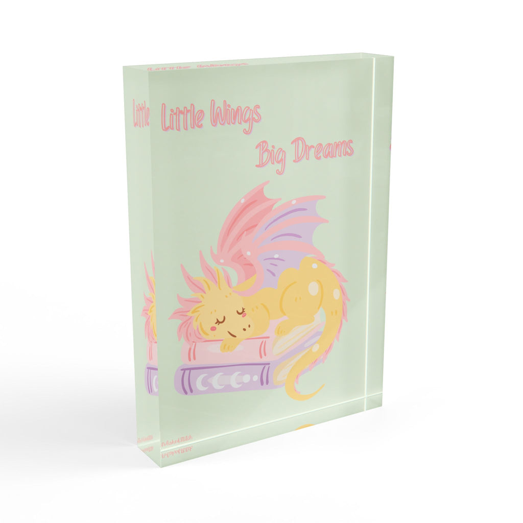 Photo Block - "Little Wings Big Dreams" Sleeping Dragon Kids Room Decor