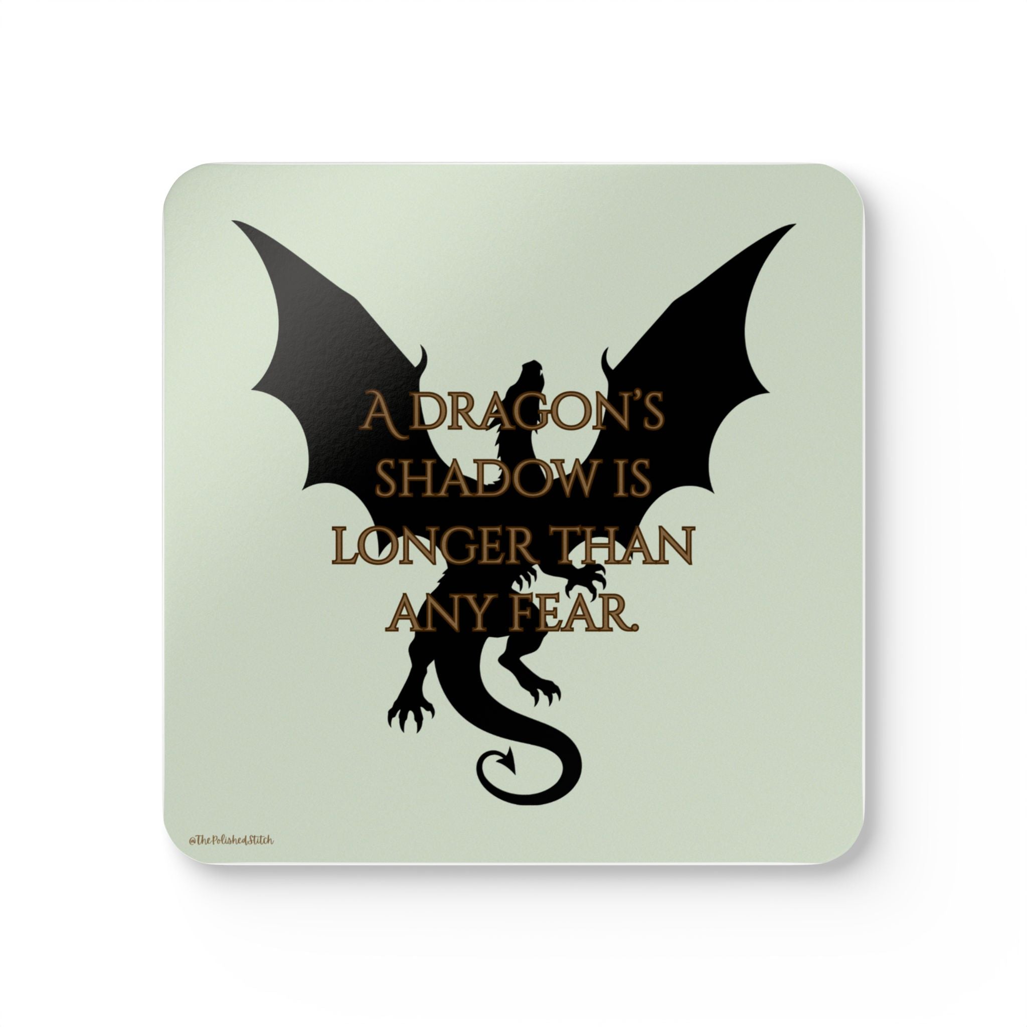 Dragon Silhouette Cork Coaster Set — "A Dragon's Shadow Is Longer Than Any Fear"