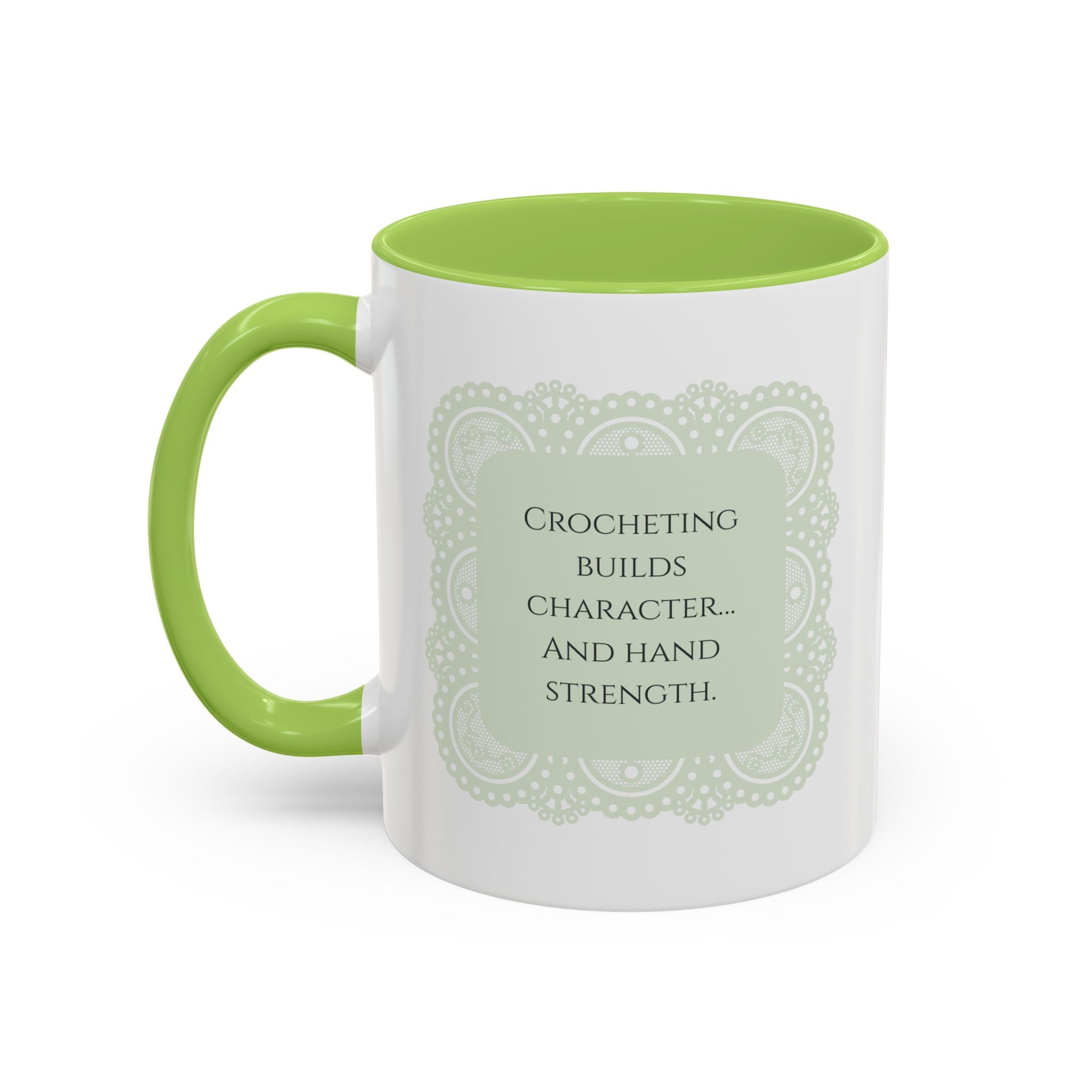 Funny Crochet Quote Accent Coffee Mug — Pastel Yarn Lover Gift (11/15oz)