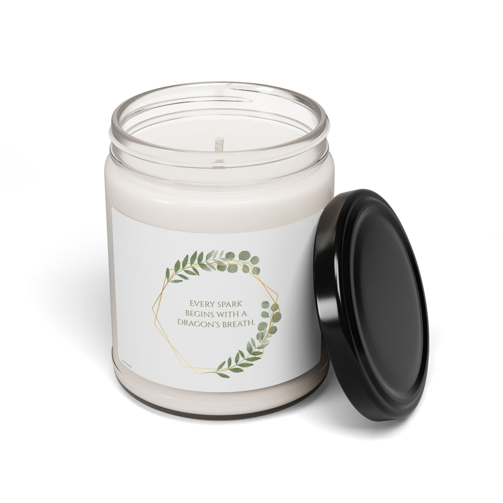 Soy Candle — "Every Spark Begins with a Dragon’s Breath" Botanical Scented Jar (9oz)