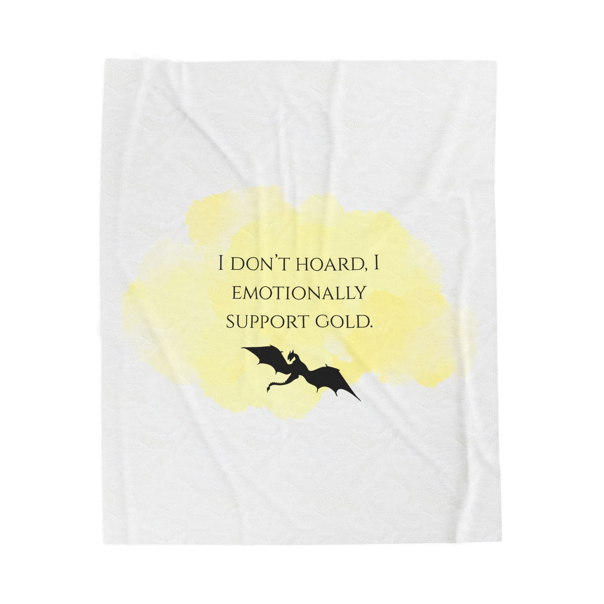 Velveteen Plush Blanket — "I Don't Hoard, I Emotionally Support Gold" Bat Design