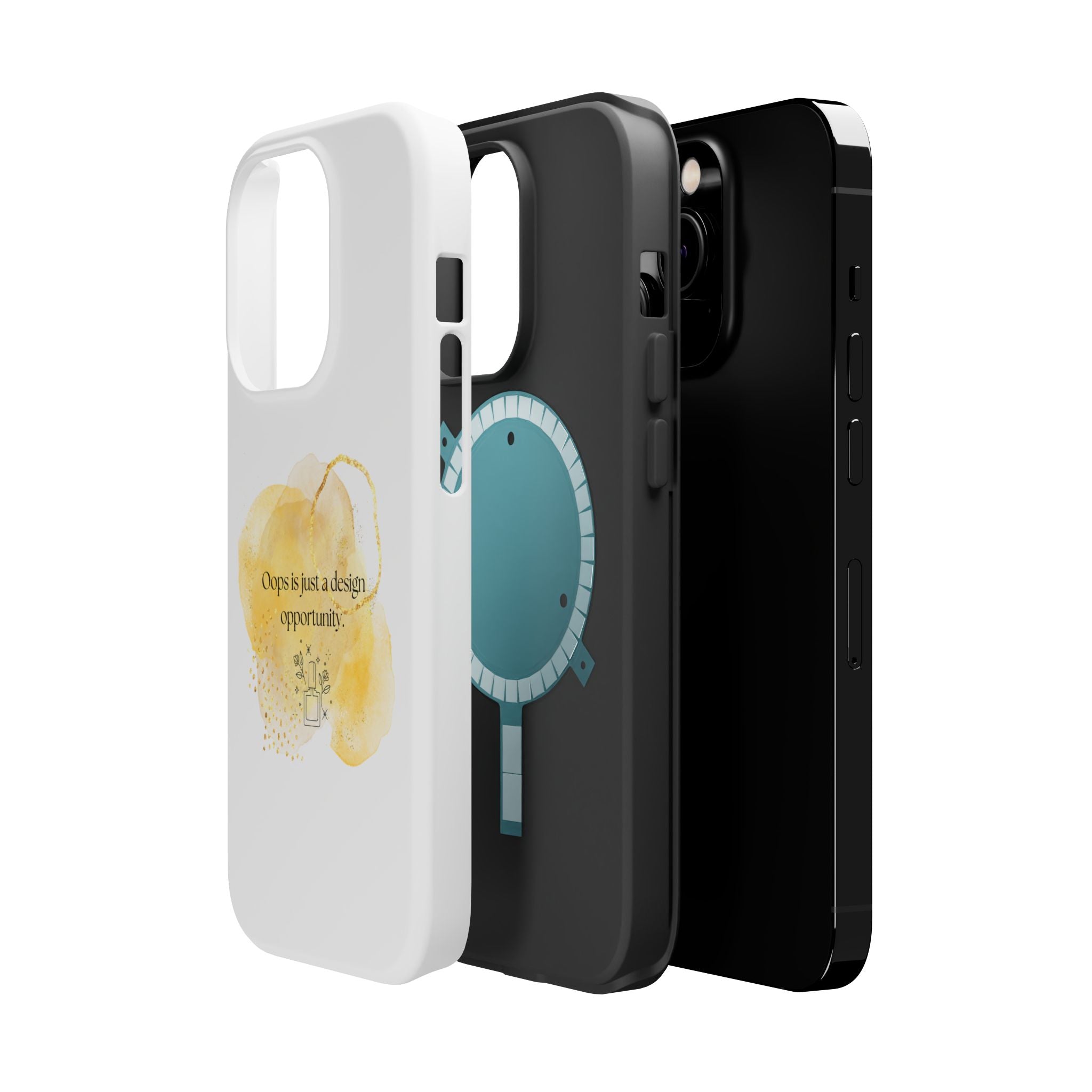 Magnetic Impact-Resistant Phone Case — “Oops is just a design opportunity.” Watercolor Accent
