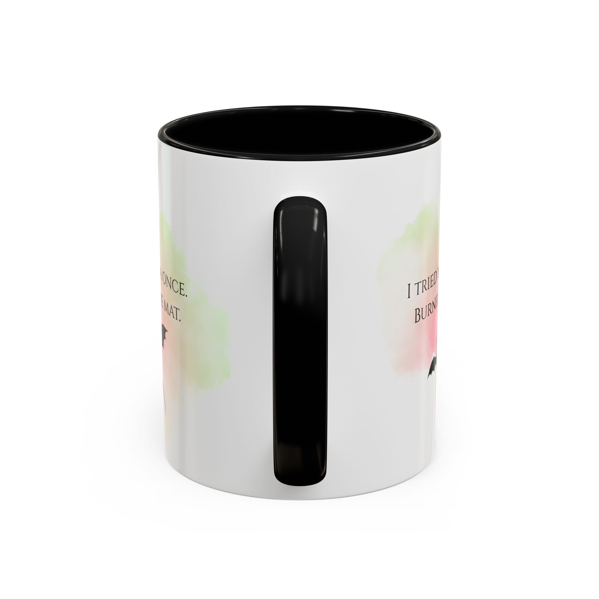Yoga Humor Coffee Mug — "I Tried Yoga Once, Burned the Mat" Accent Mug