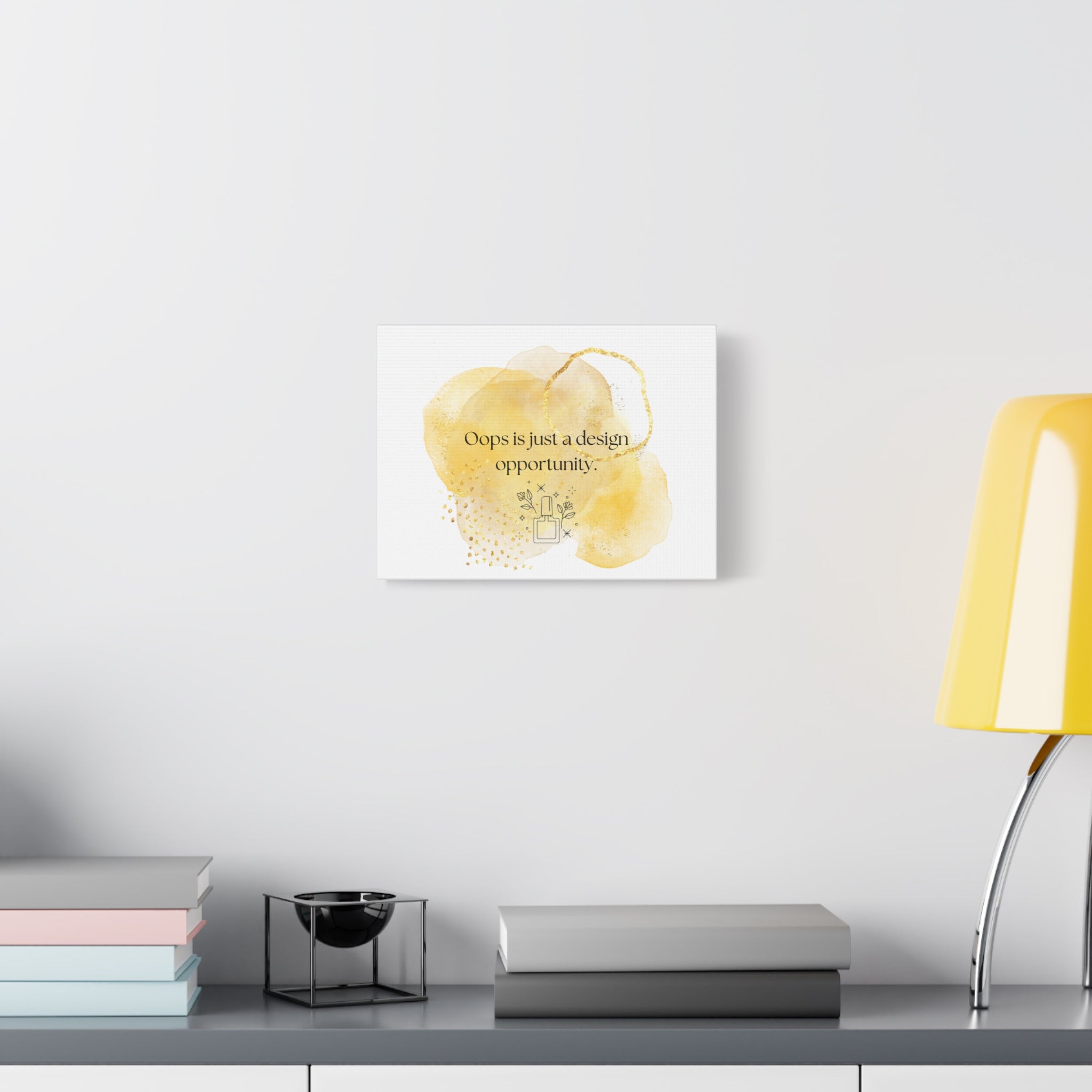 Canvas Wall Art - "Oops is just a design opportunity." Gold Watercolor Quote