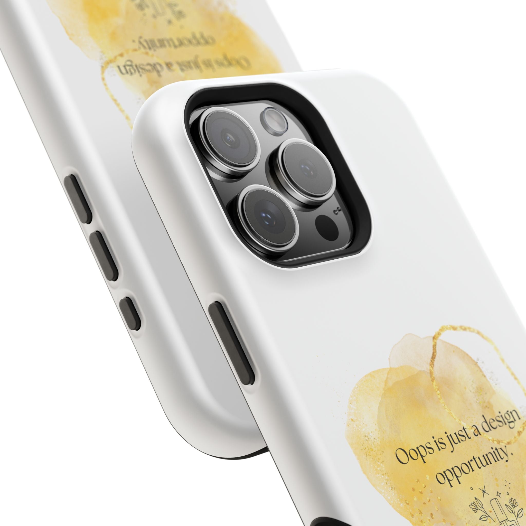 Magnetic Impact-Resistant Phone Case — “Oops is just a design opportunity.” Watercolor Accent