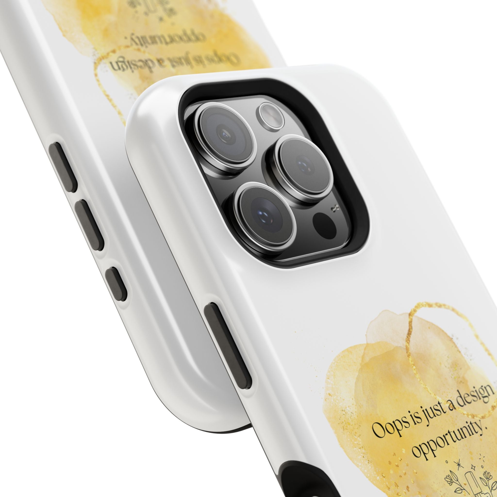 Magnetic Impact-Resistant Phone Case — “Oops is just a design opportunity.” Watercolor Accent