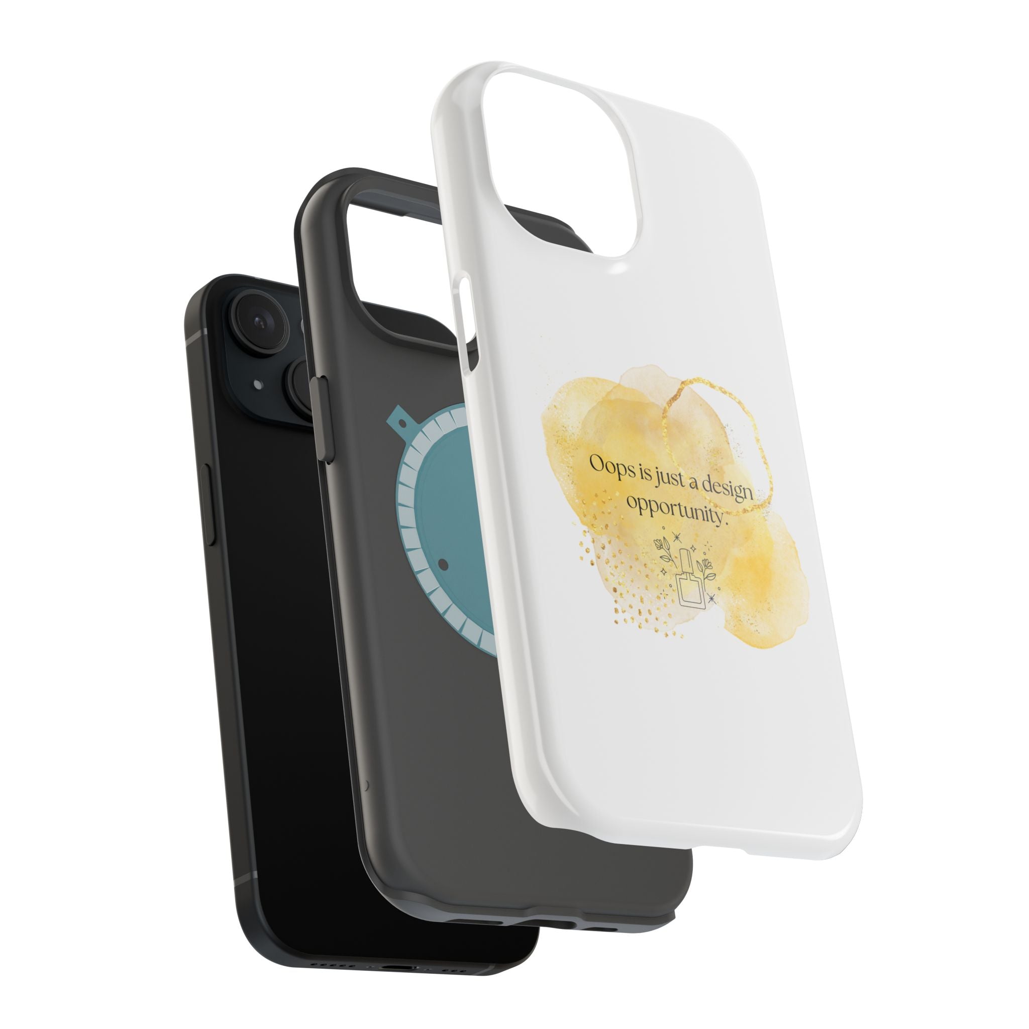 Magnetic Impact-Resistant Phone Case — “Oops is just a design opportunity.” Watercolor Accent