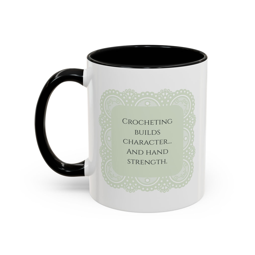 Funny Crochet Quote Accent Coffee Mug — Pastel Yarn Lover Gift (11/15oz)