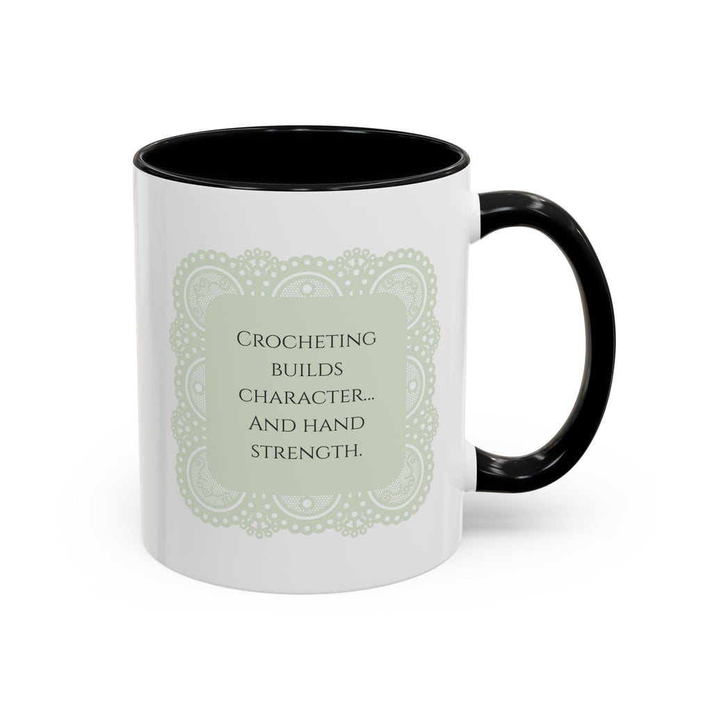 Funny Crochet Quote Accent Coffee Mug — Pastel Yarn Lover Gift (11/15oz)