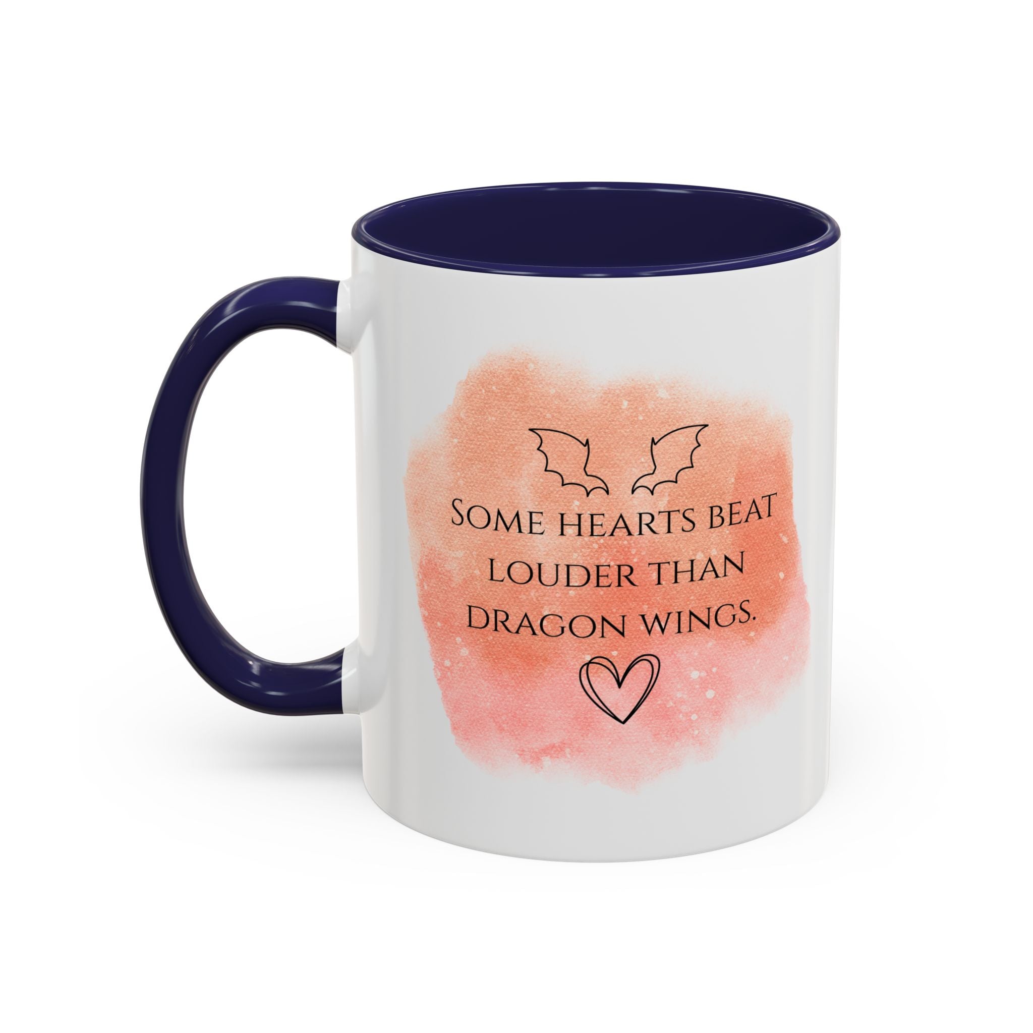 Dragon Hearts Accent Coffee Mug — “Some Hearts Beat Louder Than Dragon Wings”