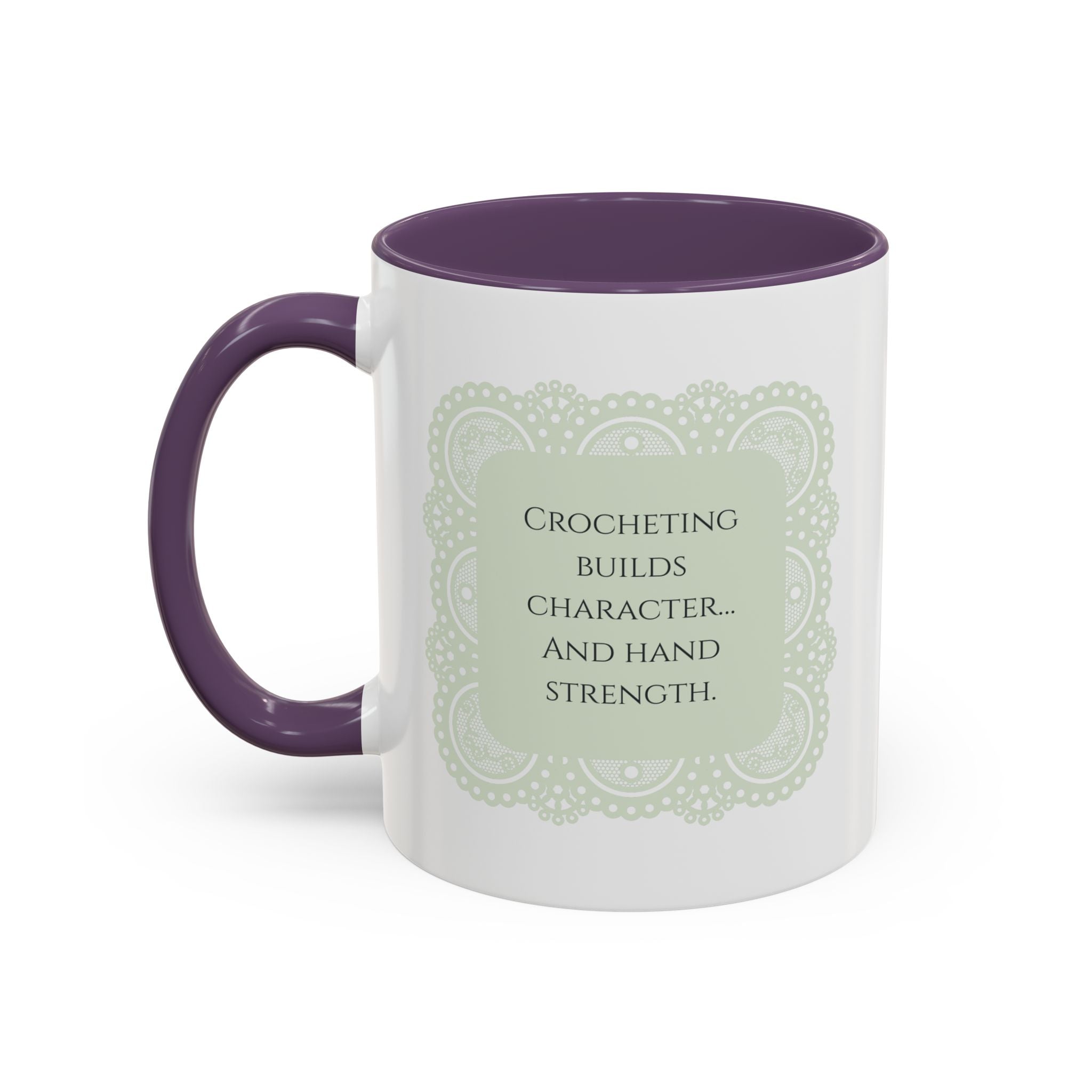 Funny Crochet Quote Accent Coffee Mug — Pastel Yarn Lover Gift (11/15oz)