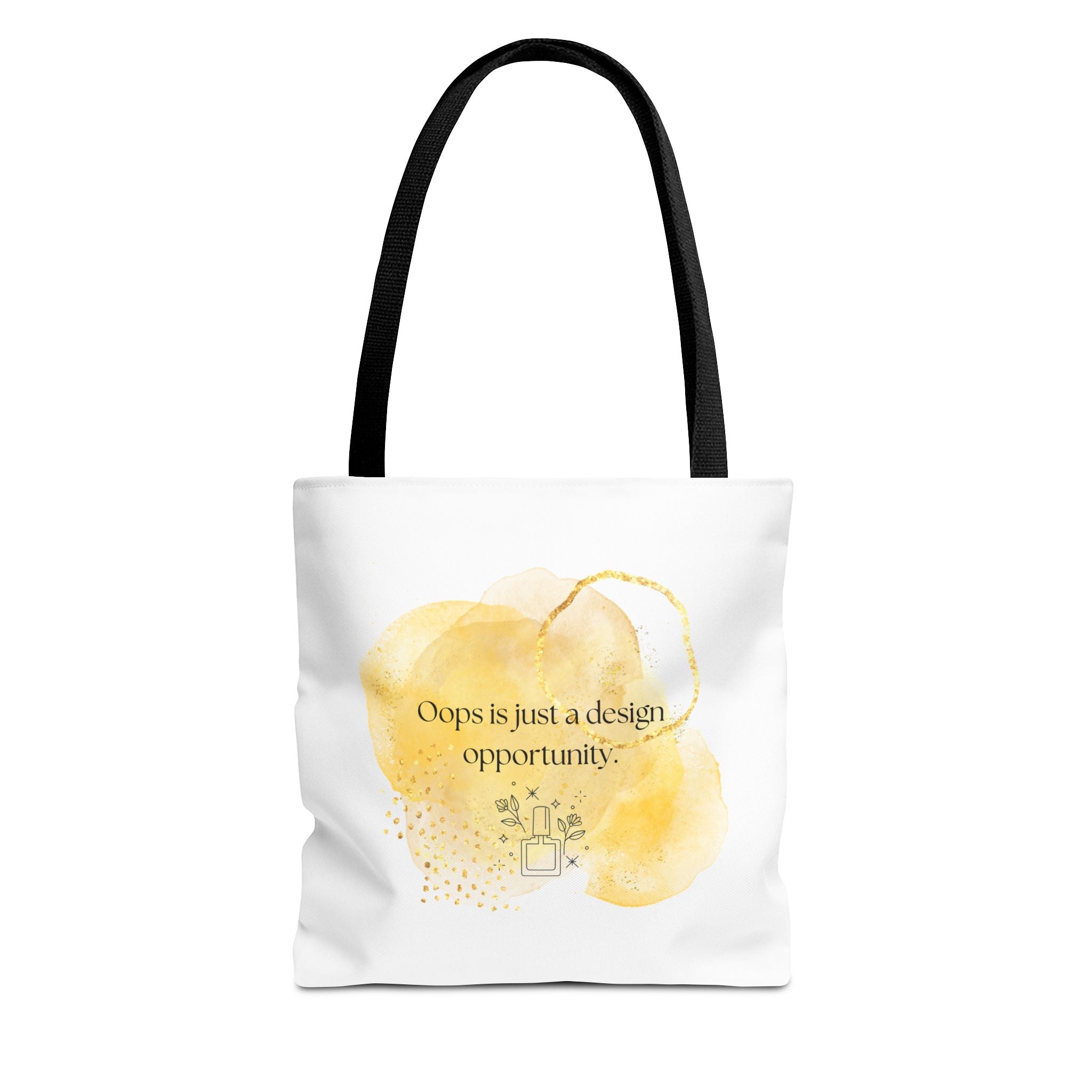 Inspirational Watercolor Tote Bag — "Oops is just a design opportunity"