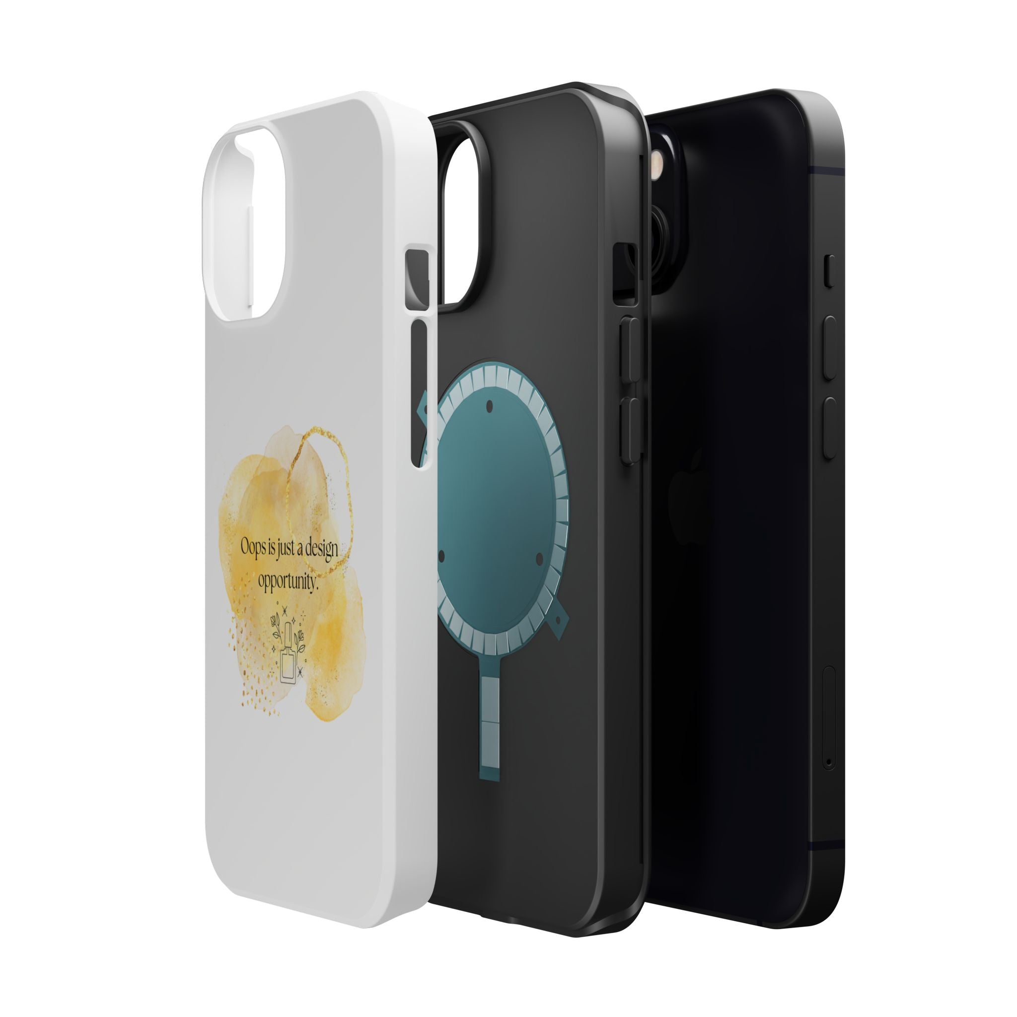 Magnetic Impact-Resistant Phone Case — “Oops is just a design opportunity.” Watercolor Accent