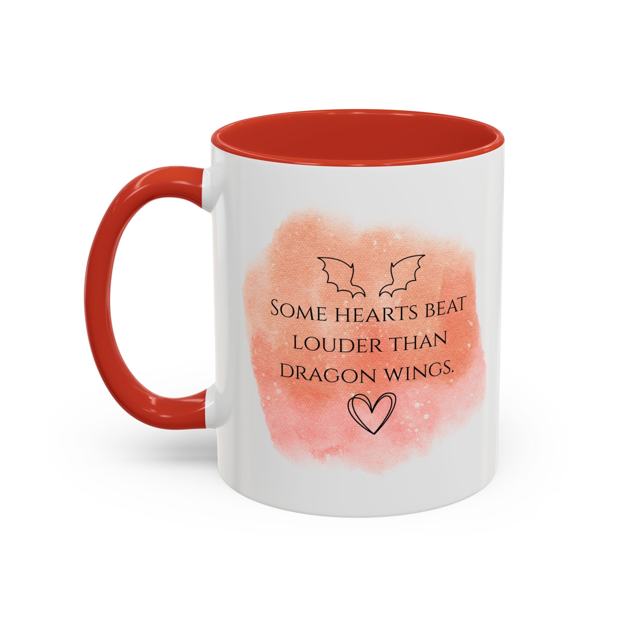 Dragon Hearts Accent Coffee Mug — “Some Hearts Beat Louder Than Dragon Wings”