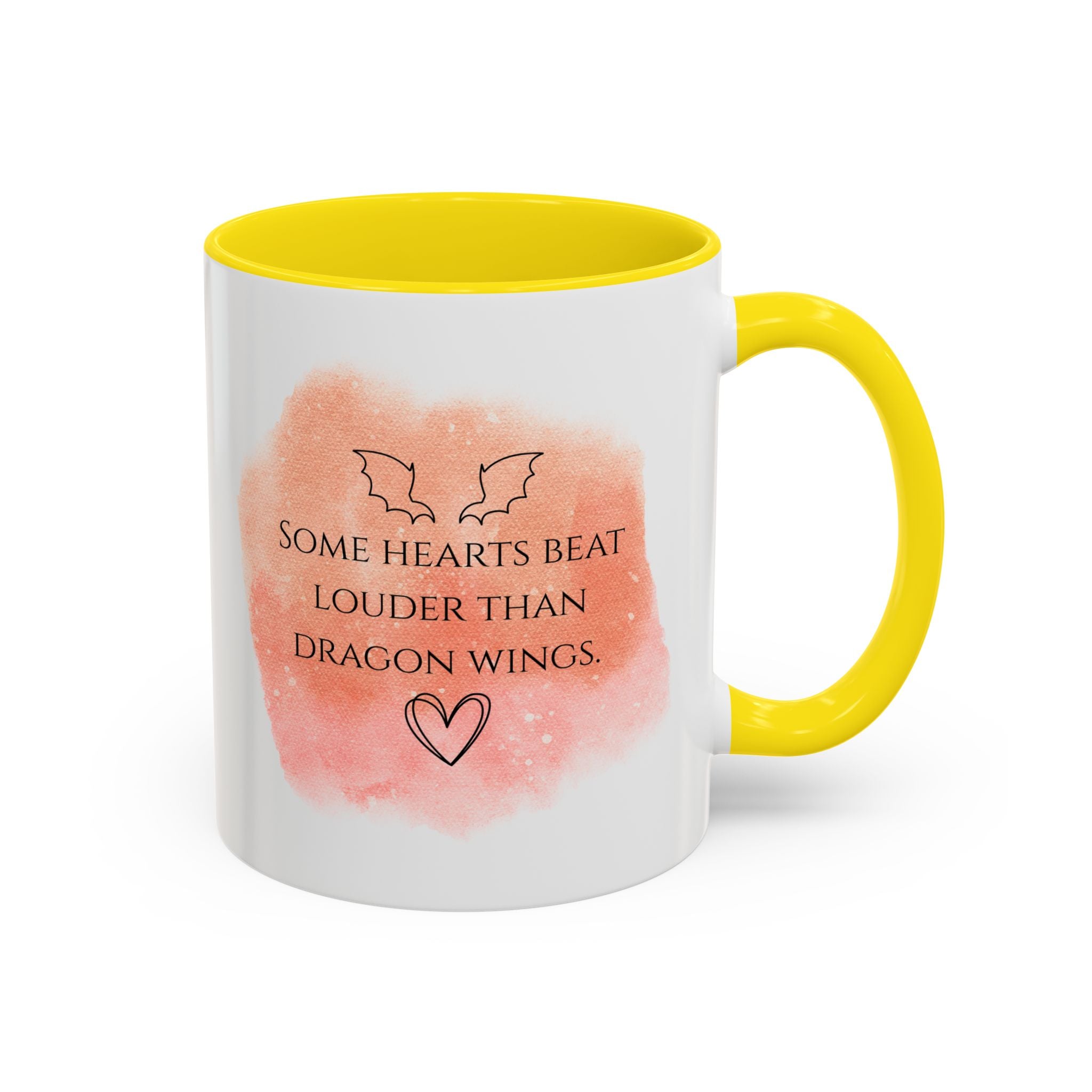 Dragon Hearts Accent Coffee Mug — “Some Hearts Beat Louder Than Dragon Wings”