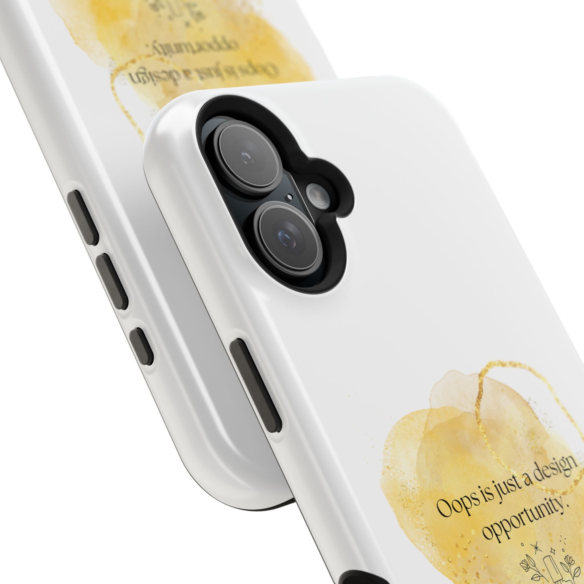 Magnetic Impact-Resistant Phone Case — “Oops is just a design opportunity.” Watercolor Accent