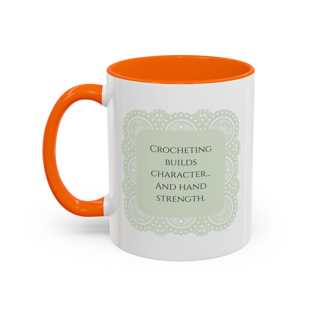 Funny Crochet Quote Accent Coffee Mug — Pastel Yarn Lover Gift (11/15oz)