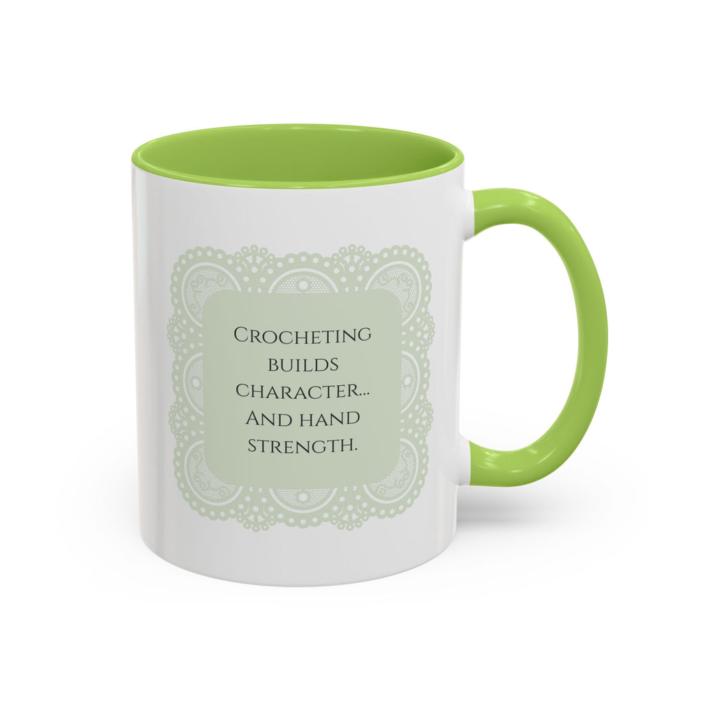Funny Crochet Quote Accent Coffee Mug — Pastel Yarn Lover Gift (11/15oz)