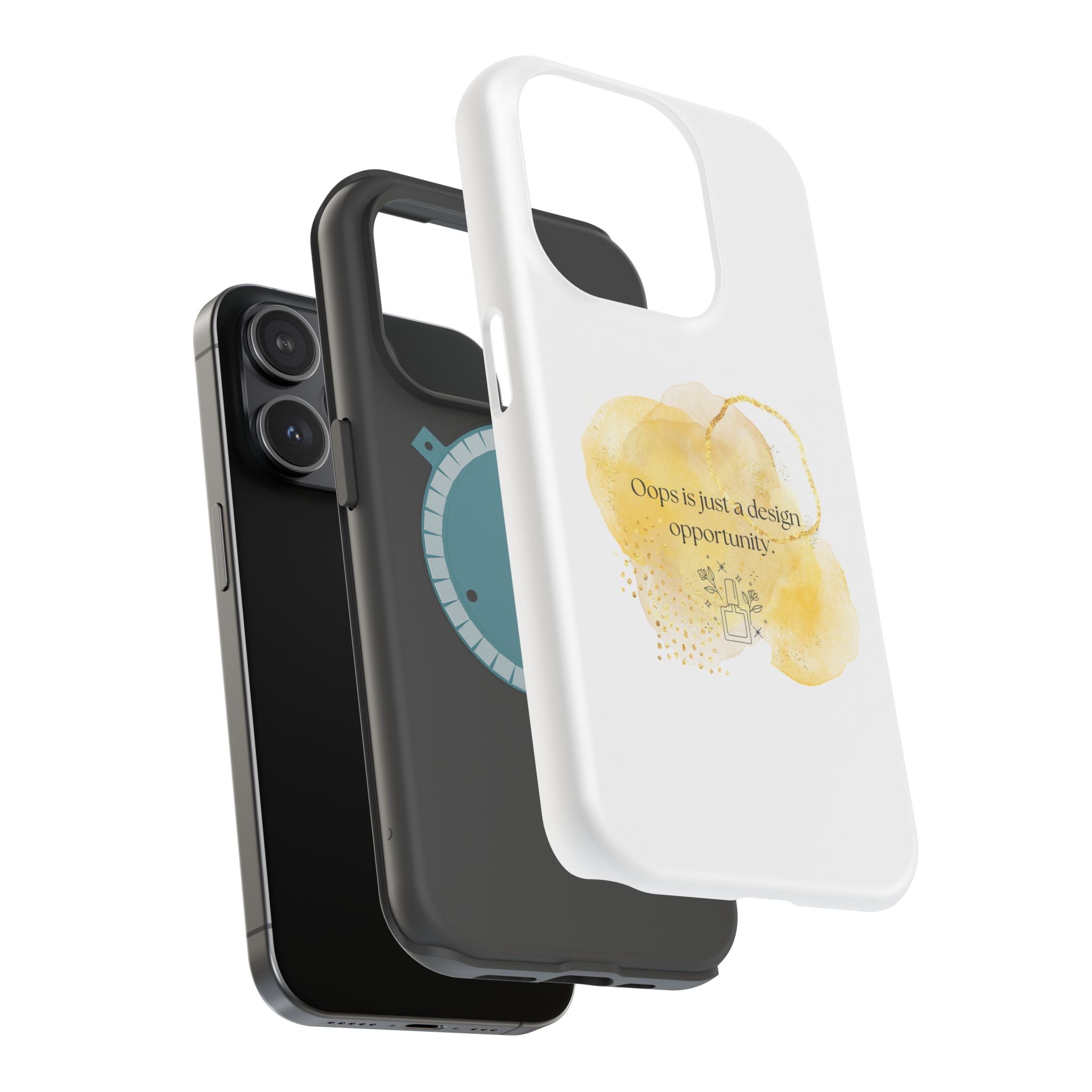 Magnetic Impact-Resistant Phone Case — “Oops is just a design opportunity.” Watercolor Accent