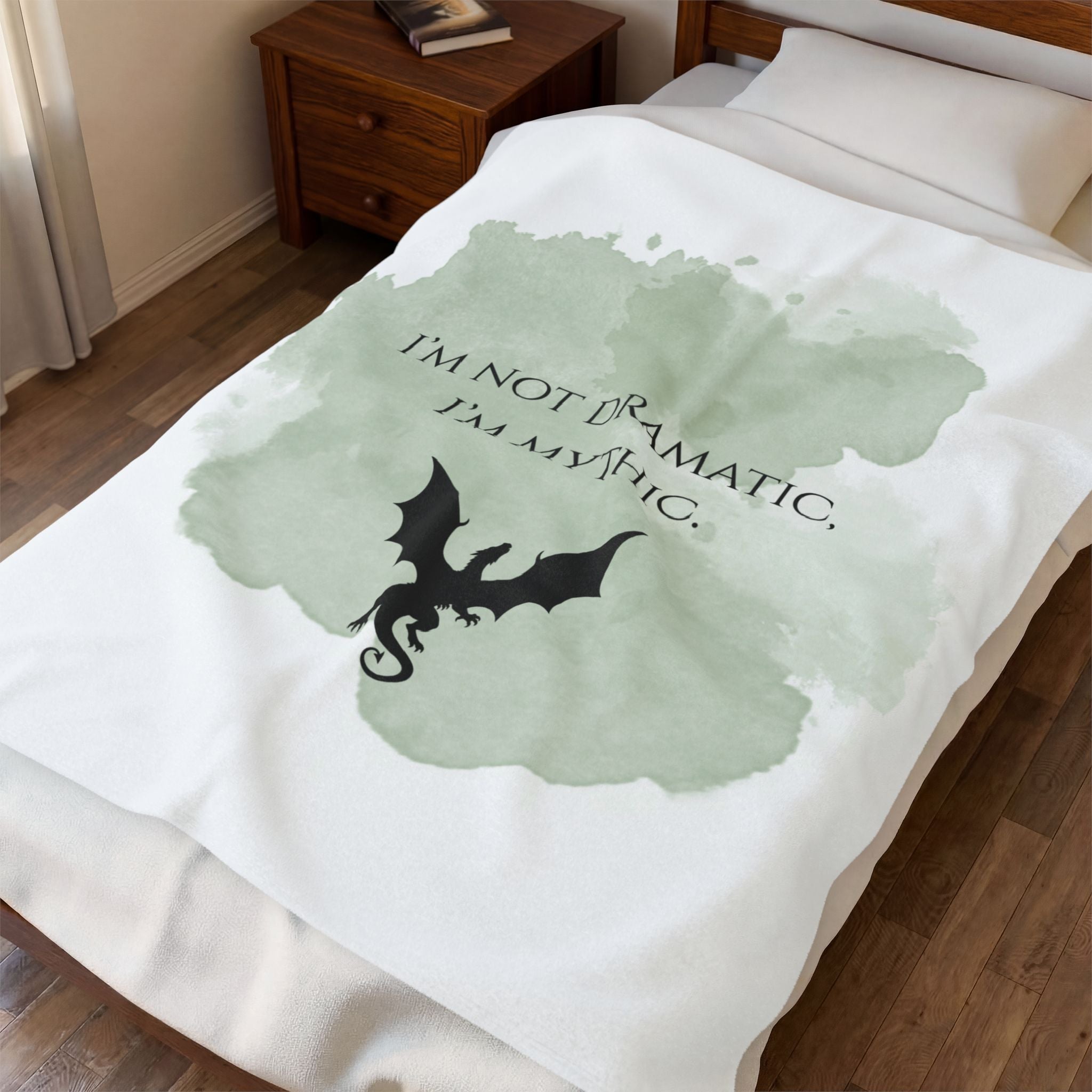 Velveteen Blanket — "I'm Not Dramatic, I'm Mythic" Dragon Throw