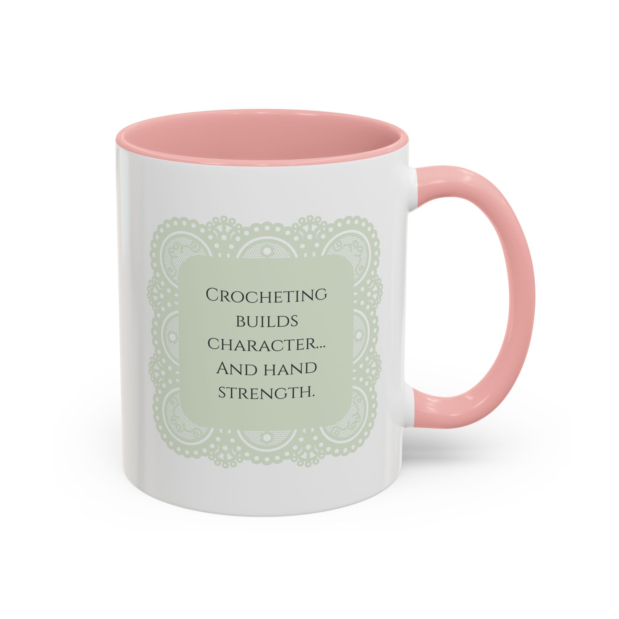 Funny Crochet Quote Accent Coffee Mug — Pastel Yarn Lover Gift (11/15oz)