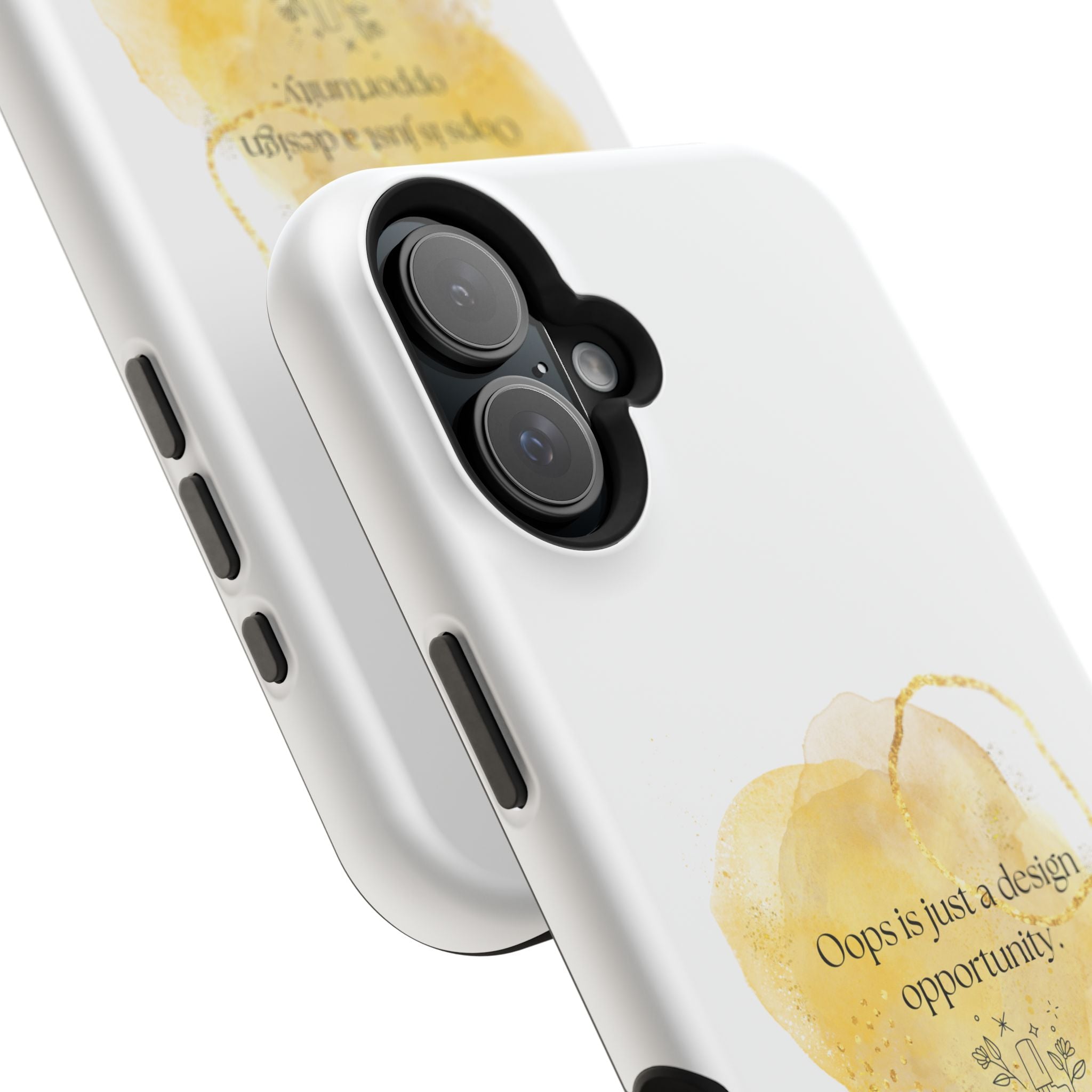 Magnetic Impact-Resistant Phone Case — “Oops is just a design opportunity.” Watercolor Accent