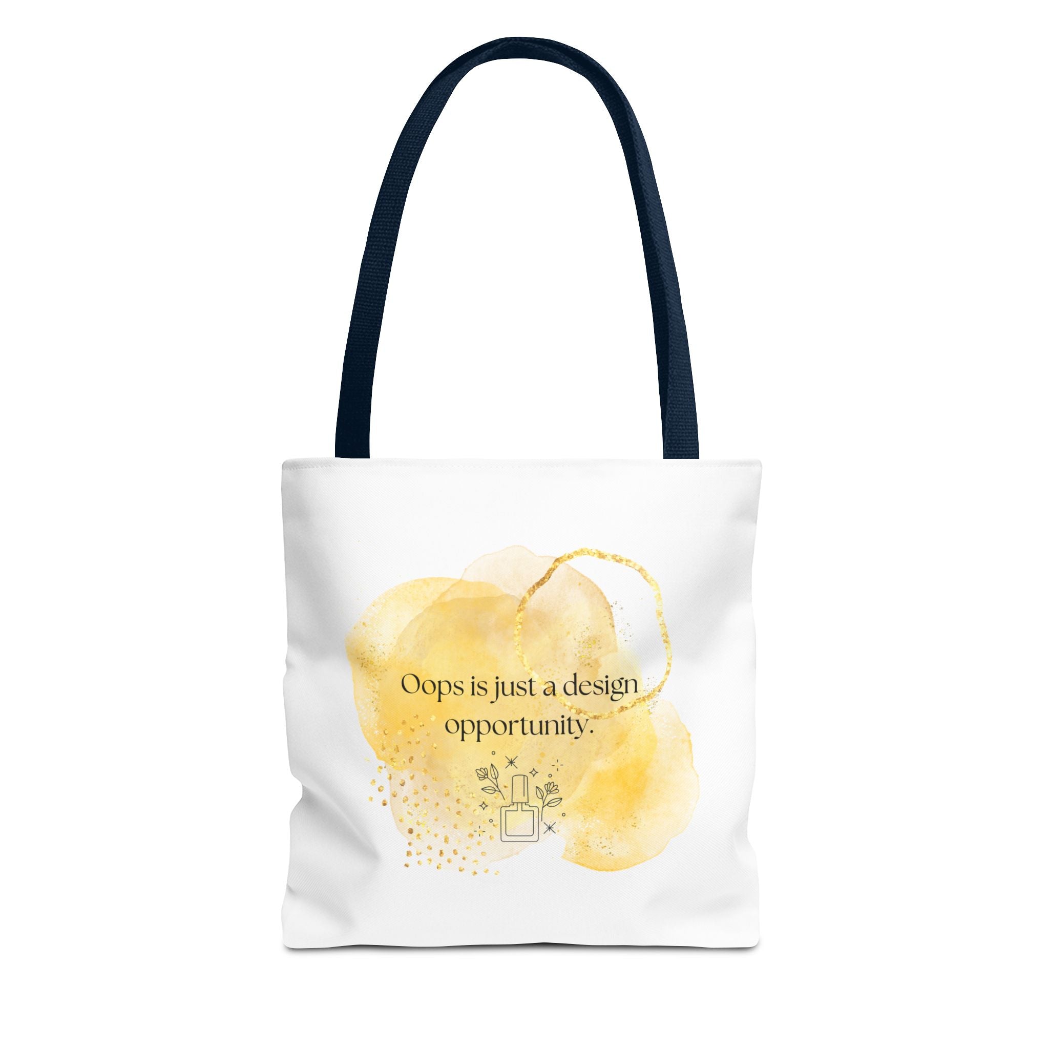 Inspirational Watercolor Tote Bag — "Oops is just a design opportunity"