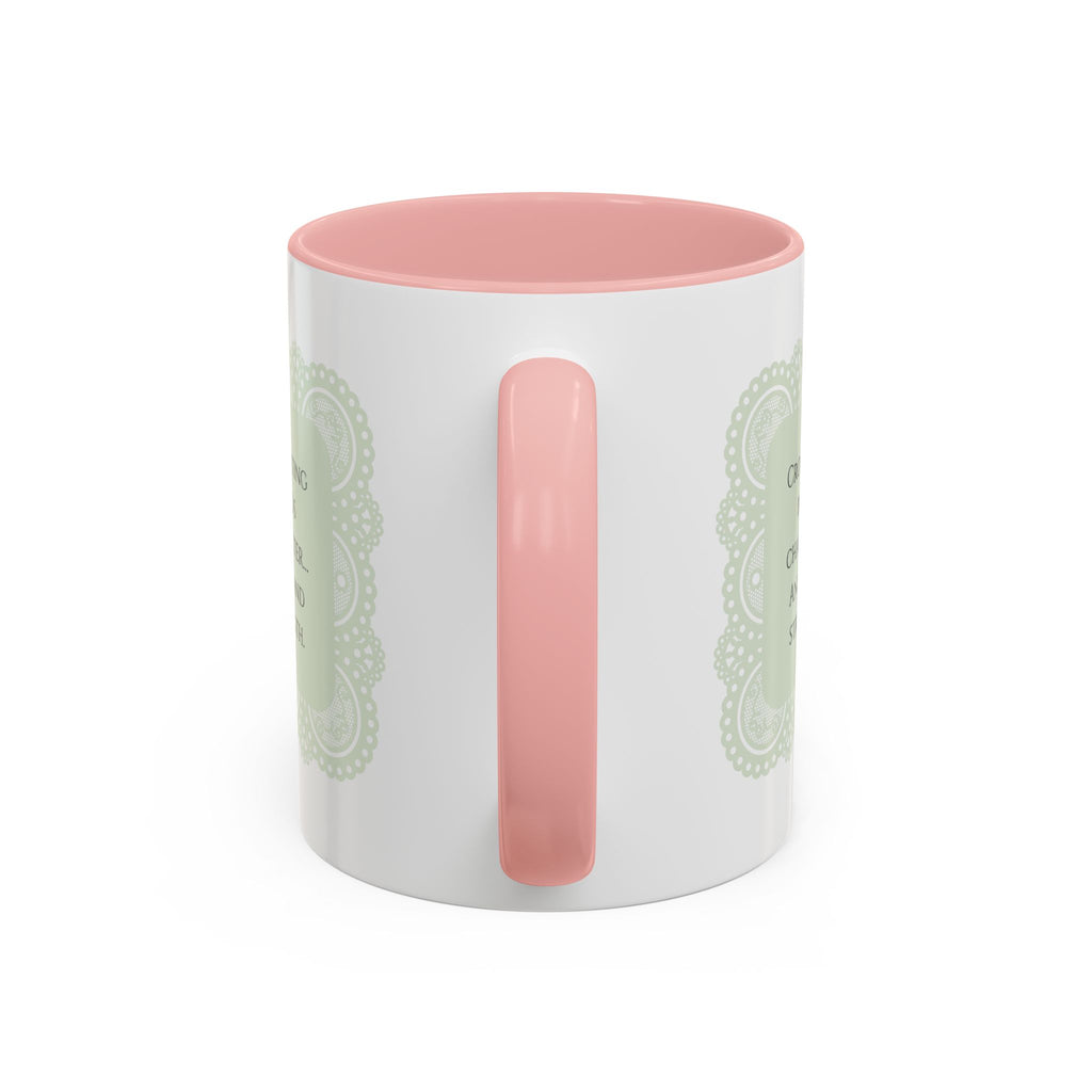 Funny Crochet Quote Accent Coffee Mug — Pastel Yarn Lover Gift (11/15oz)