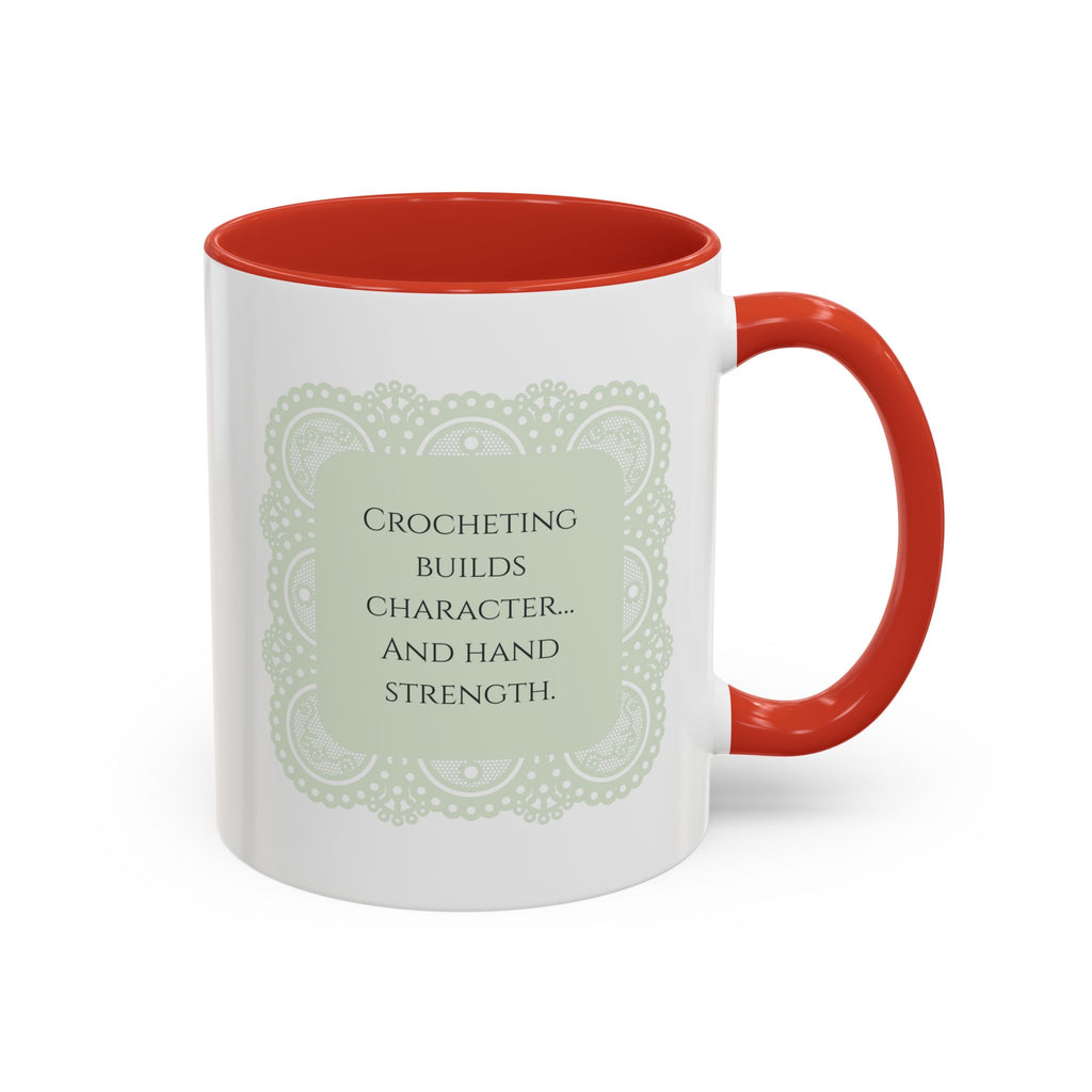 Funny Crochet Quote Accent Coffee Mug — Pastel Yarn Lover Gift (11/15oz)
