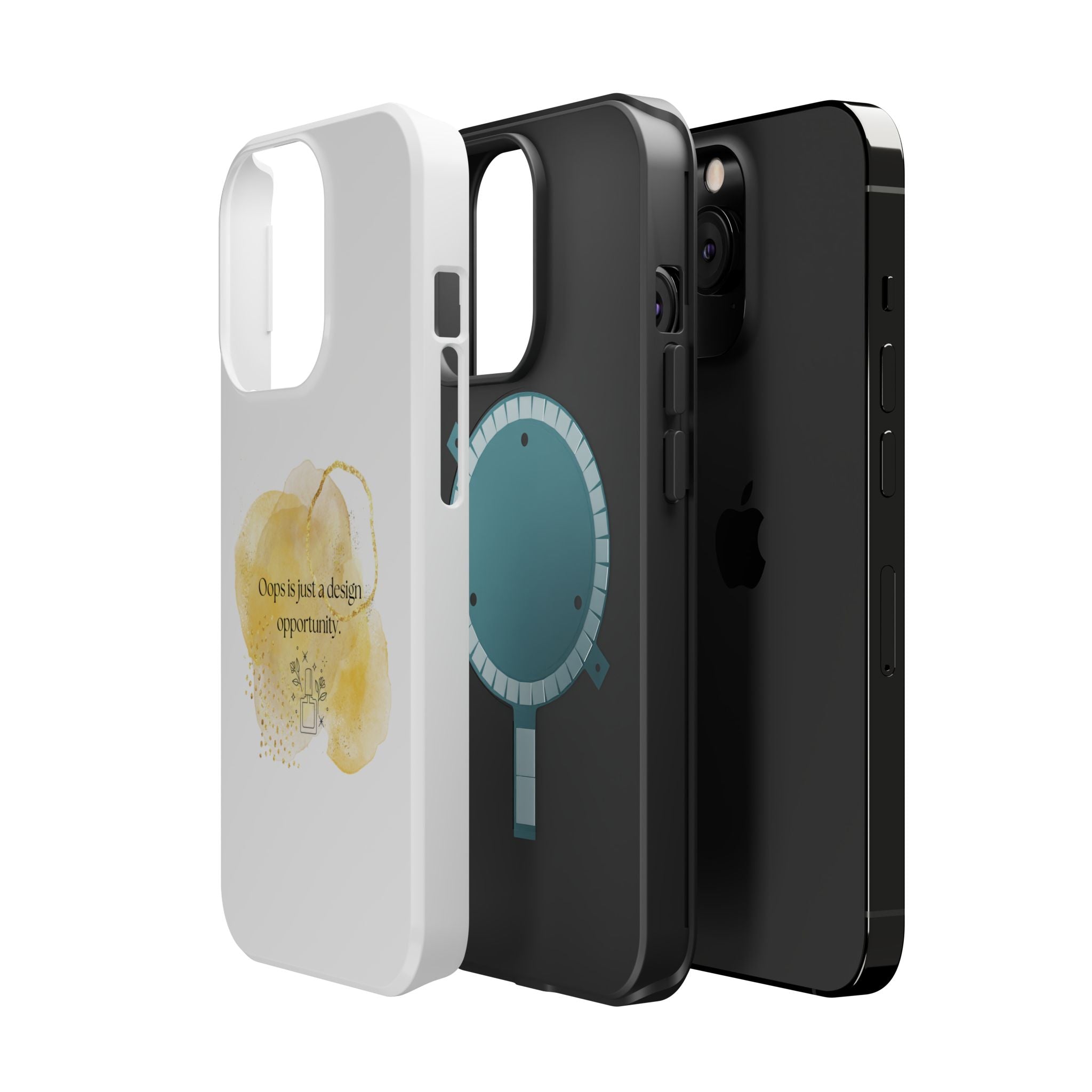 Magnetic Impact-Resistant Phone Case — “Oops is just a design opportunity.” Watercolor Accent