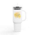 40oz Insulated Travel Mug — Yellow Watercolor Lemon 'Chaos is Just a Delicious Opportunity'
