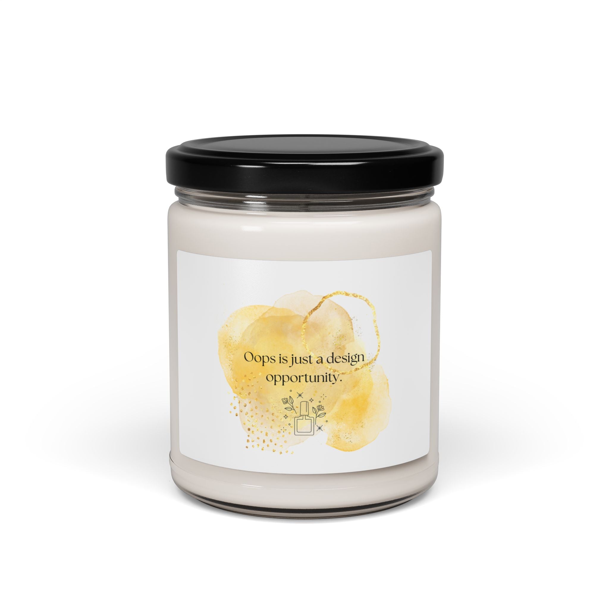 Soy Candle — “Oops is Just a Design Opportunity” Scented Jar (9oz)