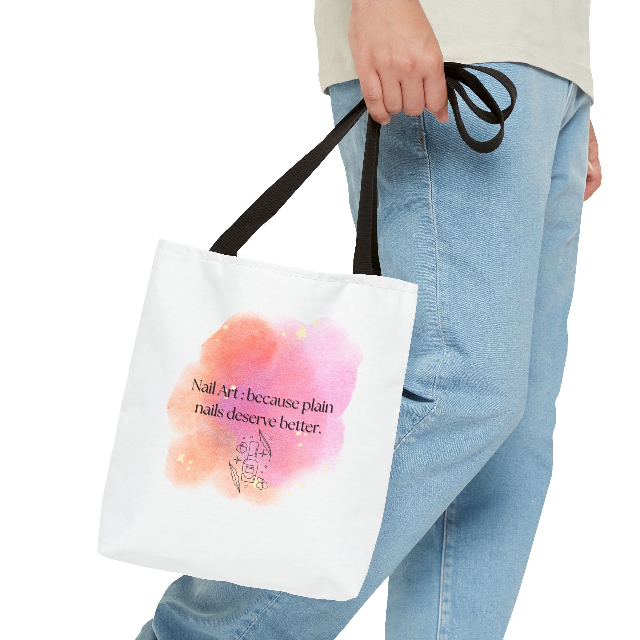 Funny Watercolor Nail Art Tote Bag