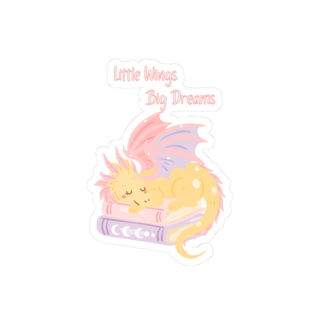 Kiss-Cut Sticker — "Little Wings Big Dreams" Sleeping Dragon Sticker