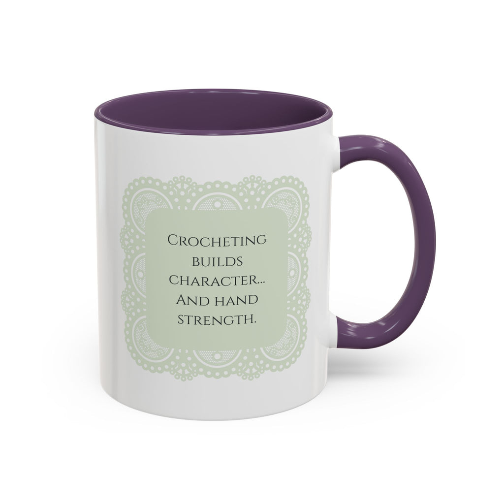 Funny Crochet Quote Accent Coffee Mug — Pastel Yarn Lover Gift (11/15oz)