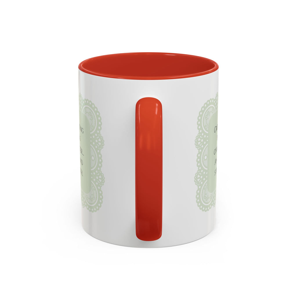 Funny Crochet Quote Accent Coffee Mug — Pastel Yarn Lover Gift (11/15oz)